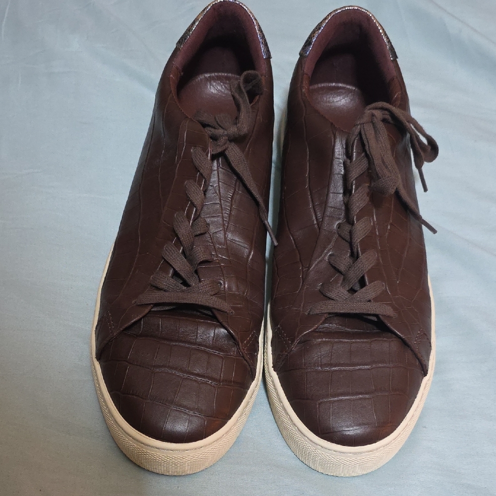 Kurt Geiger Men's Brown Croc-Embossed Leather Sneakers
